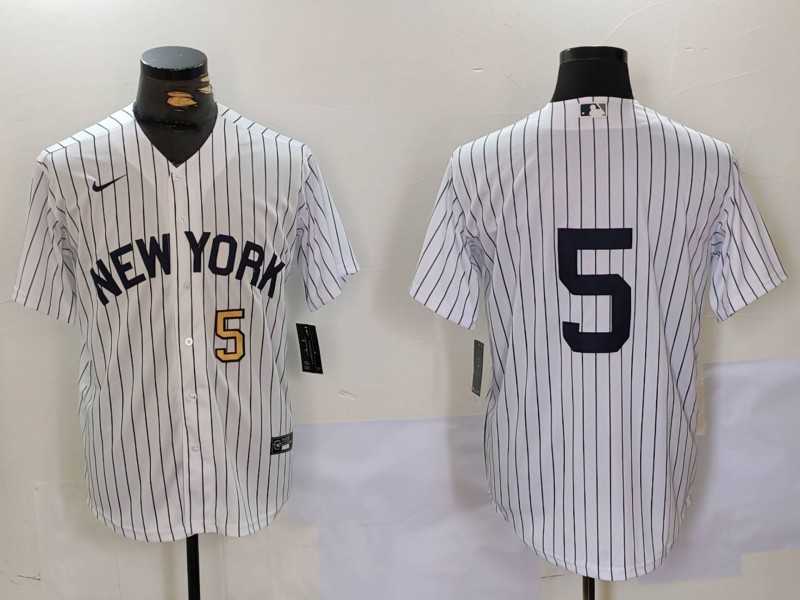 Mens New York Yankees #5 Joe DiMaggio White No Name Cool Base Stitched Jerseys
